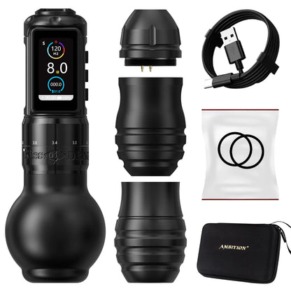 Ambition Traveler-T2 Wireless Tattoo Machine - Adjustable Stroke Tattoo Pen with 2000mAh Battery