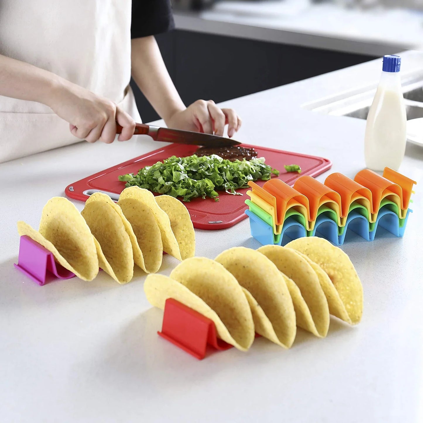 Mexican Roll Rack Taco Holder - Creative Wave-Shaped Tortilla Pancake Stand, Kitchen Gadget Tray for Tacos and Cakes