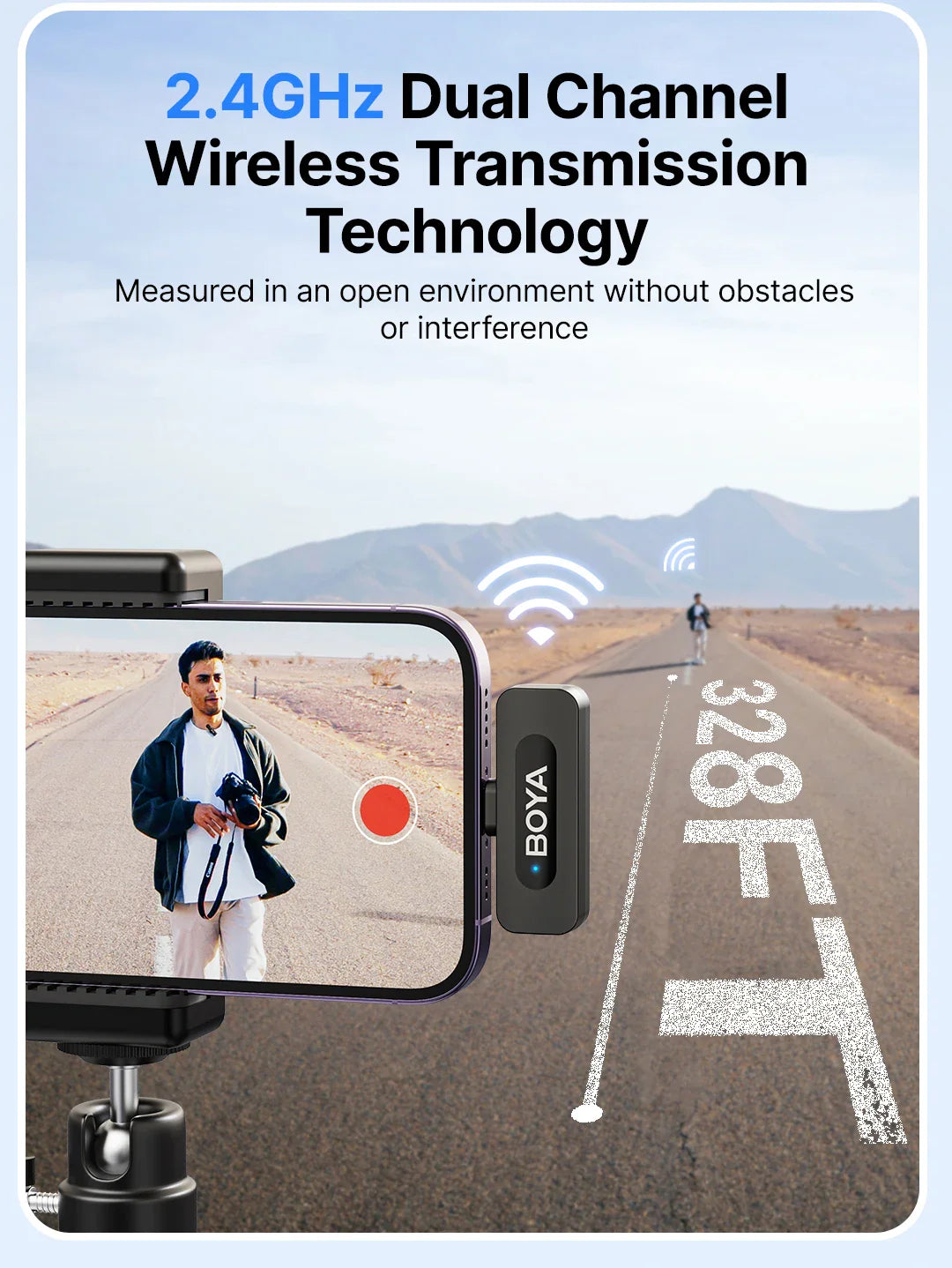 BOYA BY-V3 Wireless Lavalier Lapel Microphone – Noise-Cancelling Rechargeable Mic for iPhone, Android, Camera & Vlogging