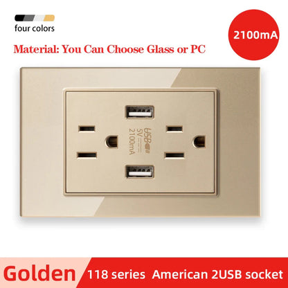 Herepow 118 Series Dual USB Wall Socket - Thailand & American Standard Smart Plug Adapter with Type-C 3.1A Fast Charging