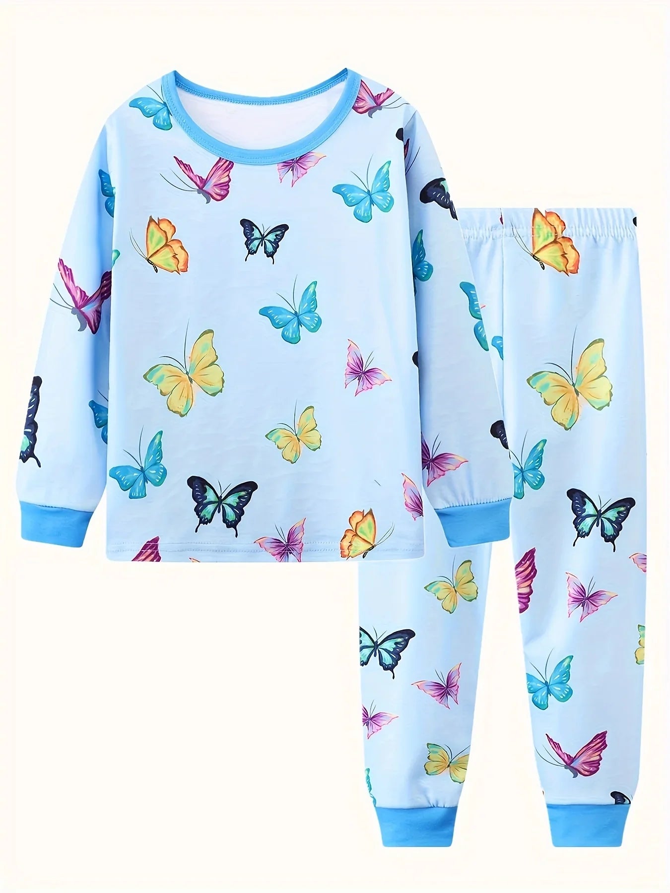 Girls Unicorn Cartoon Pajama Set – Long Sleeve Two-Piece Sleepwear for Kids