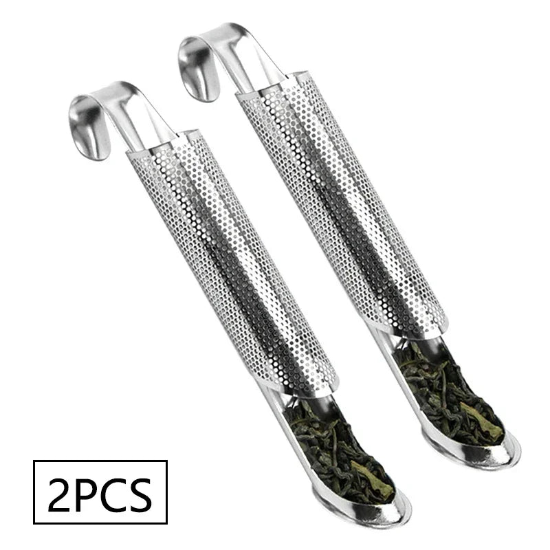 New Tea Strainer – Stainless Steel Infuser Pipe Design with Holder, Tea Spoon, and Filter for Perfect Brew
