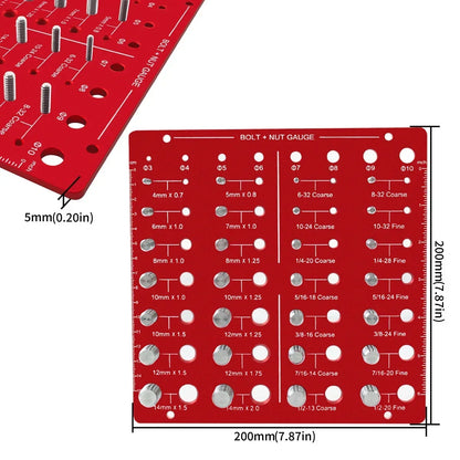 Nut & Bolt Thread Checker - 28 Standard Sizes Thread Identifier Gauge for Screws, Nuts & Bolts
