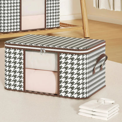 Large Capacity Visible Storage Box: Portable Household Clothes Organizer - Foldable, Dustproof Quilt Container with Handles and Zipper