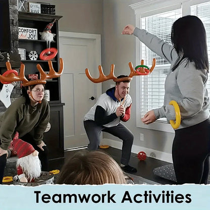 1/2PCS Inflatable Reindeer Antler Ring Toss Game – Christmas, New Year & Birthday Party Decorations