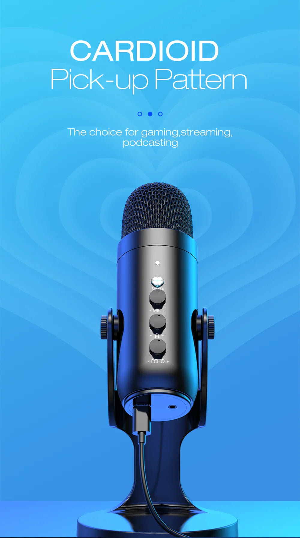 Haomuren USB Microphone for PC & Mac – Condenser Mic for Gaming, Streaming, Recording, with Phone Adapter & Headphone Output