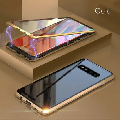 Metal Magnetic Phone Case - Double Sided Glass Protective Cover for Samsung Galaxy S23 S22 S21 Ultra Plus S20 FE A54 A53 A52 A71 A51 A34