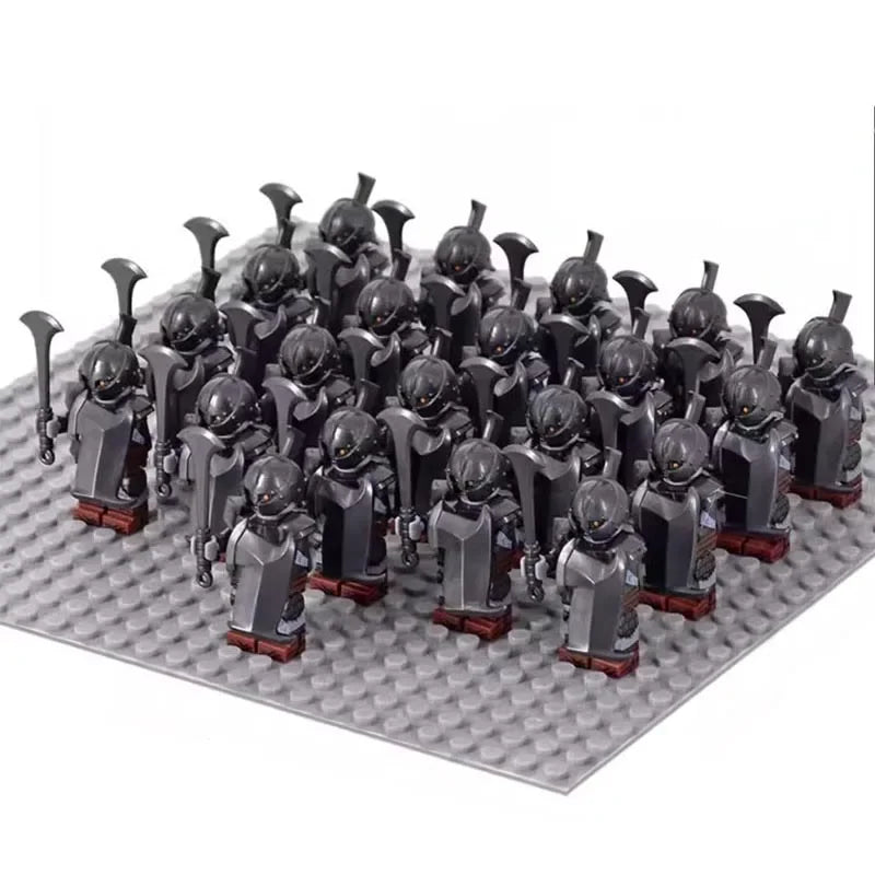 21PCS Medieval Fantasy Warrior Figures – Dwarf, Elf, Knight & Orc Building Brick Toys