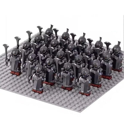 21PCS Medieval Fantasy Warrior Figures – Dwarf, Elf, Knight & Orc Building Brick Toys