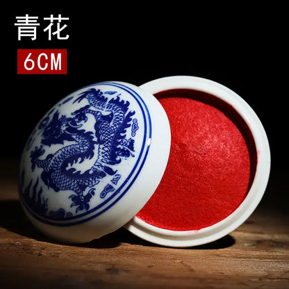 Authentic Chinese Calligraphy Inkpad – Red Cinnabar Seal Printing Mud in Ancient Style Ink Box