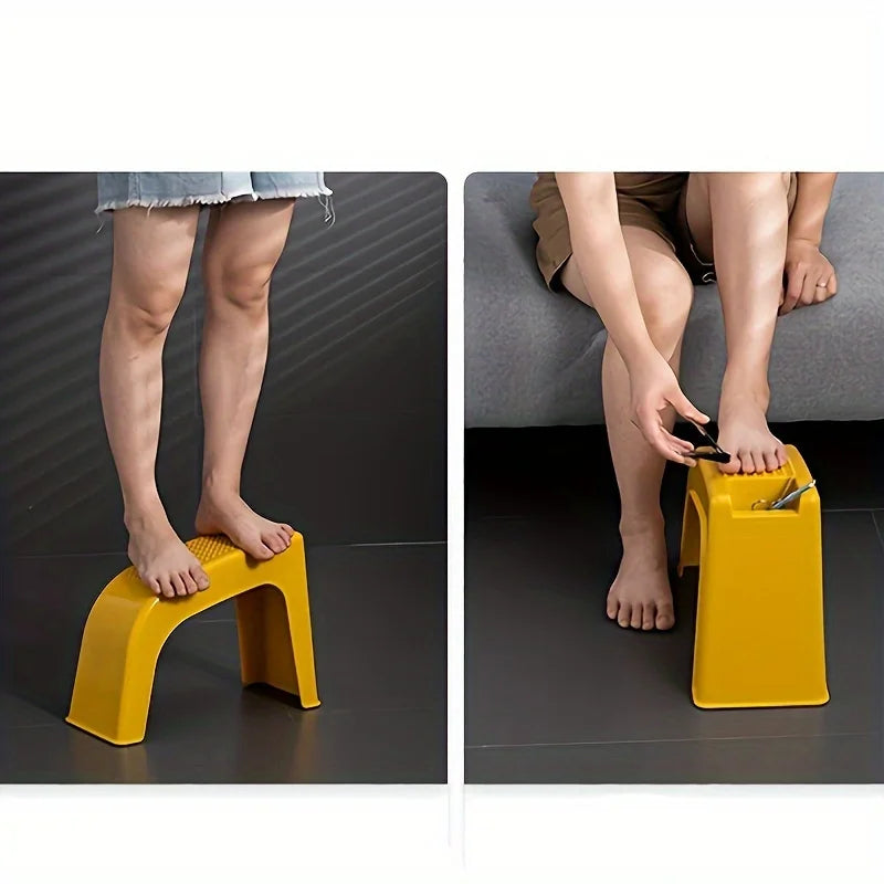 Manicure & Pedicure Foot Stool – Anti-Skid Plastic Stand with Grooves for Toenail, Leg & Shower Foot Support