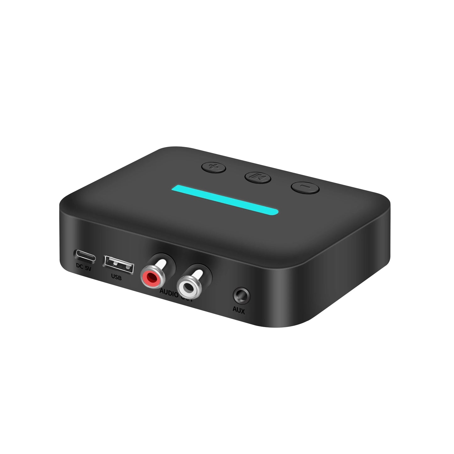 USB Bluetooth 5.3 Audio Receiver Adapter with 3.5mm AUX RCA | Wireless Music Streaming & U-Disk Playback for Desktop Speakers and Amps