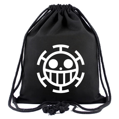 One Piece Luffy Anime Drawstring Backpack — Full-Color Cartoon Storage Bag with Pocket