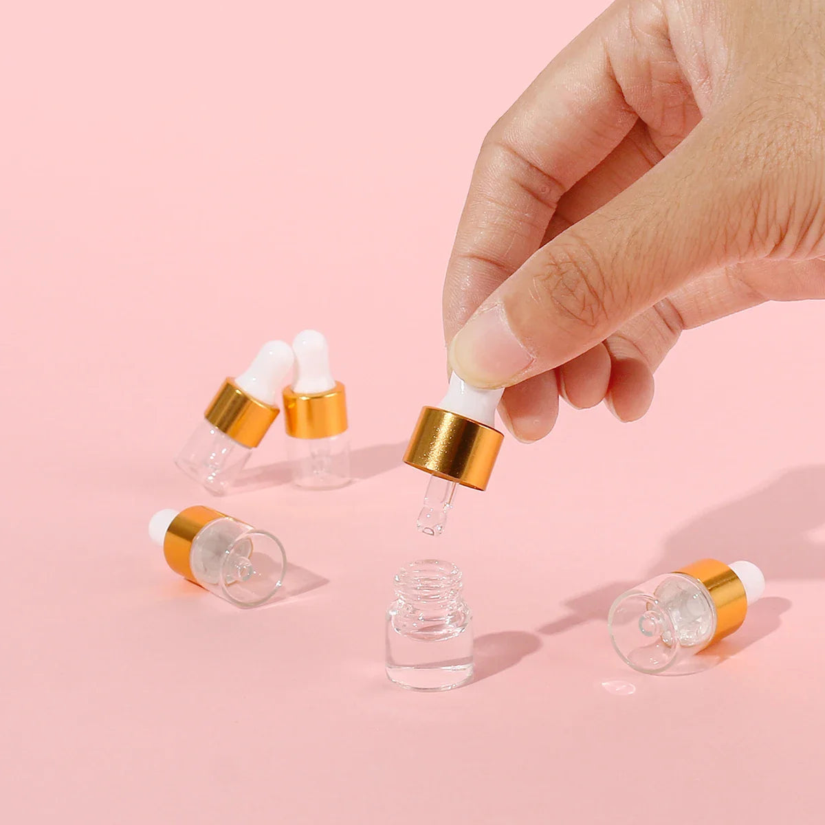50pcs 1ml Clear Mini Glass Dropper Bottles – Small Essential Oil Sample Bottles with Glass Eye Droppers for Travel