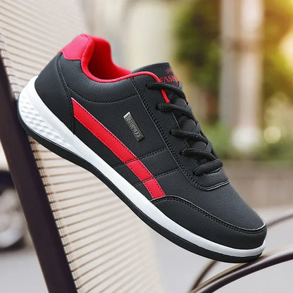 MAEDEF Men's Leather Sneakers – Waterproof Casual Lace-Up Footwear, Comfortable Vulcanized Shoes for Men