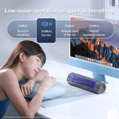 KINSCOTER Portable Air Conditioner Fan – 2000mAh Quiet Desktop Tower Fan, Wall-Mountable Non-Drilling Circulating Fan with 3 Adjustable Speeds