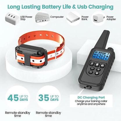 Rechargeable Electric Dog Training Collar with Detachable Anti-Bark Control, Vibration Training & Clicker for All Dog Breeds