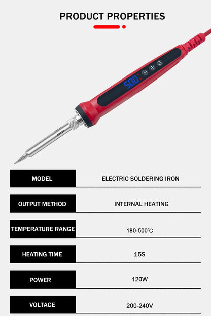 80W Soldering Iron Kit – Adjustable Temperature with LCD, Ceramic Heater, Soldering Tips & Tweezers