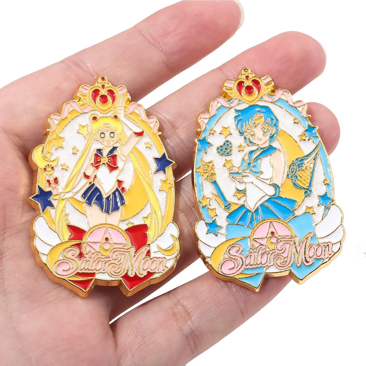 Sailor Girl Cartoon Brooch – Cute Moon & Stars Enamel Pin for Bags, Clothes & Jewelry