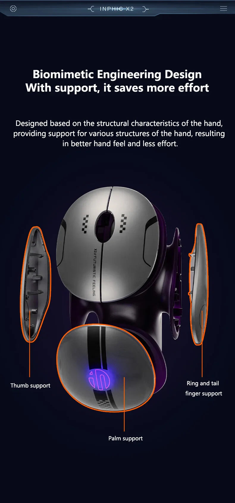 Inphic X2 Silent Bluetooth Mouse – Rechargeable Wireless Gaming & Office Mouse with Metal Base for Computer & Laptop