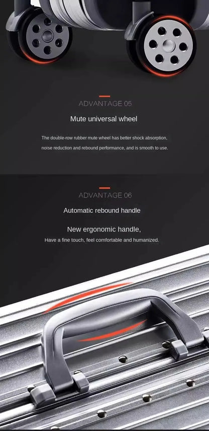 Aluminum Magnesium Alloy Rolling Suitcase – Designer Carry-On & Cabin Luggage, 20/28/30 Inch Trolley Case