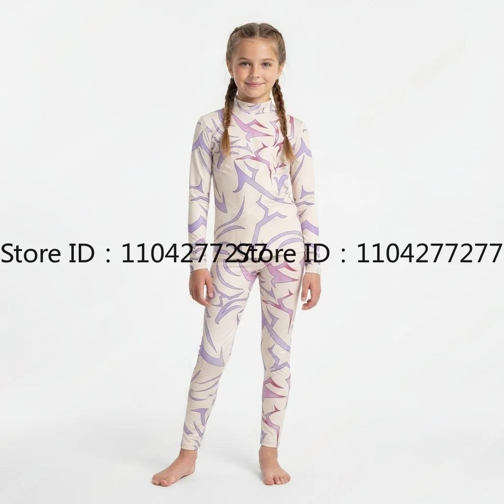 Demon Hunter K-Pop Rumi Jinu Cosplay Top – Kids Devil Tattoo Shirt & Sports Costume Set