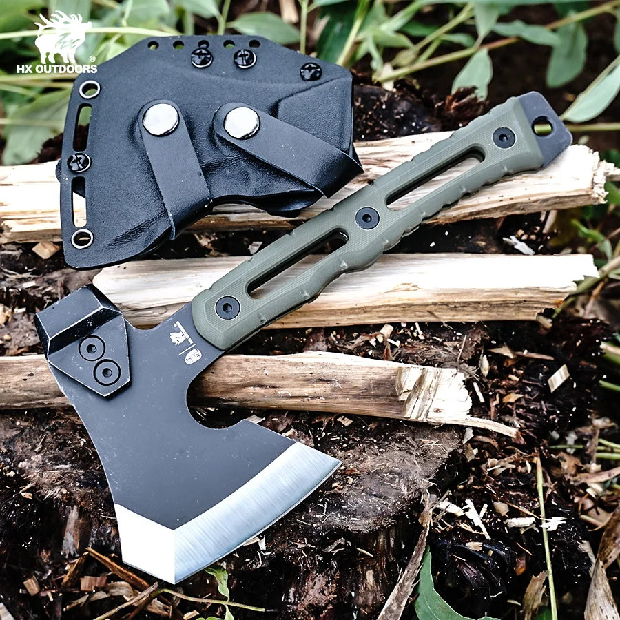 HX OUTDOORS Mercenary Full Tang Camping Axe – Tactical Hatchet, Multifunctional Hunting Tool & Tomahawk Hammer