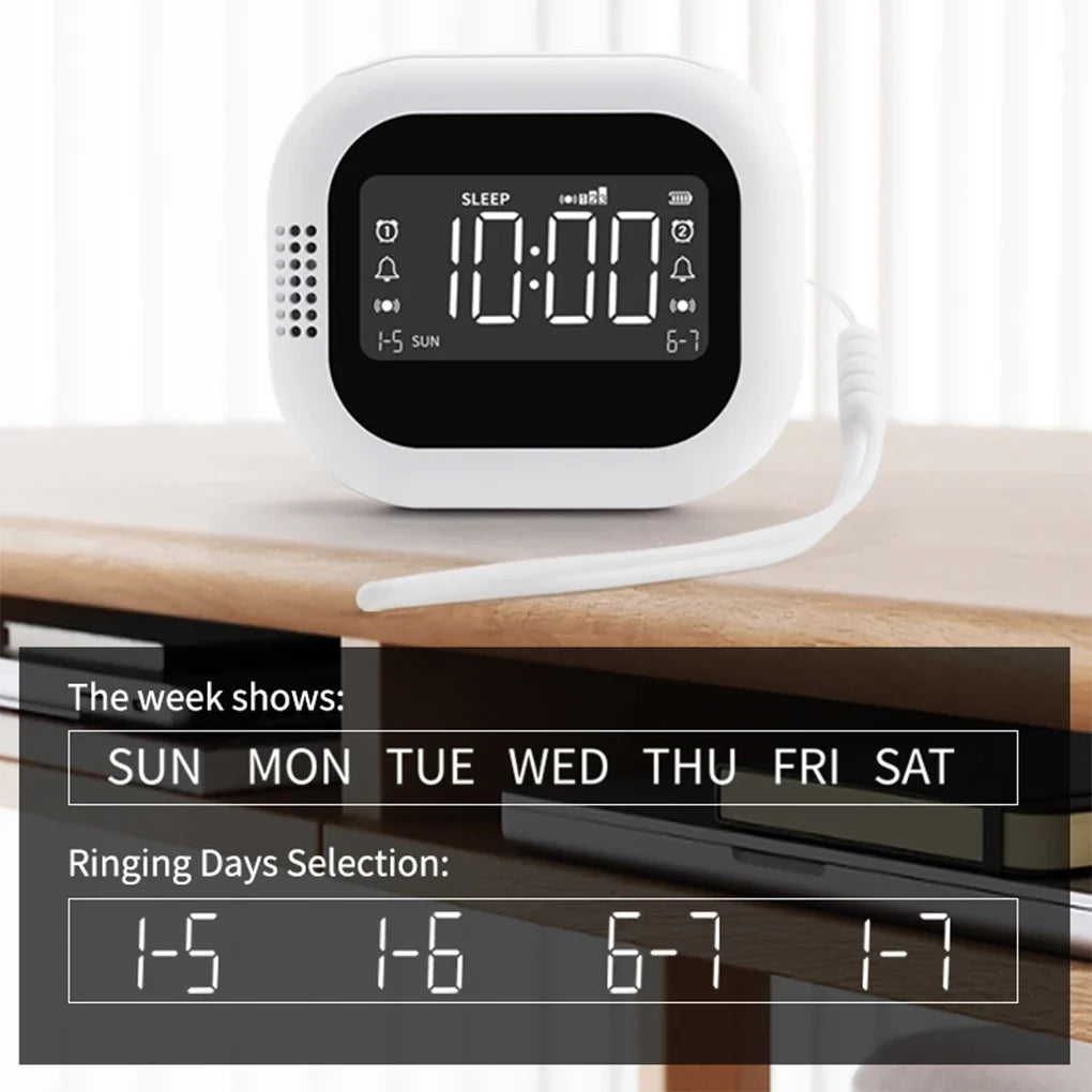 LED Vibration Alarm Clock - Rechargeable Wake-Up Clock with White Noise & Natural Sound