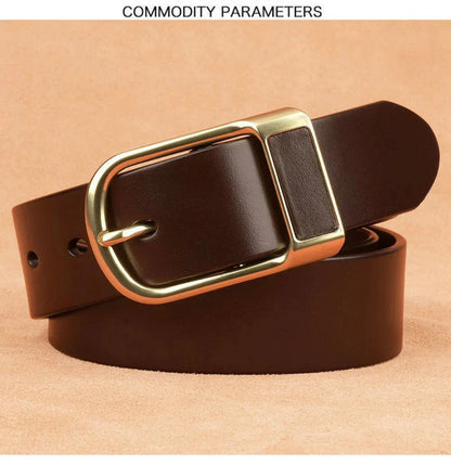 Genuine Leather Men's Belt – High-Quality Buckle, Cowskin Casual & Business Waistband, Cowboy Fashion Designer 2024 New