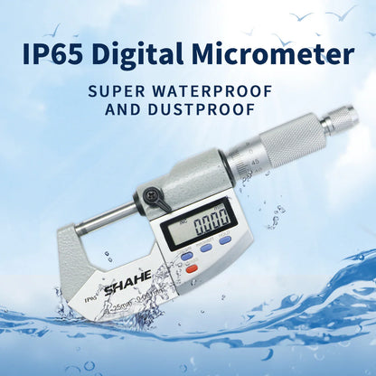 SHAHE 0.001mm Electronic Outside Micrometer — 0-25mm Digital Caliper Gauge for Precision Measurement
