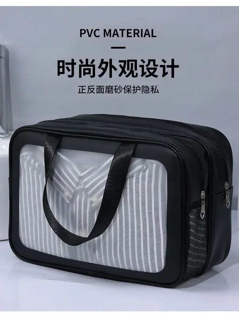 2025 Portable Travel Bag – Dual Transparent Dry & Wet Separation PU Cosmetic Pouch for Fitness and Swimming Essentials