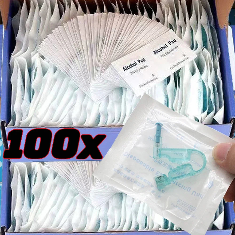 100PCS Disposable Ear Piercing Gun Kit with Sterile Nose & Ear Studs, Safe Body Jewelry Tool