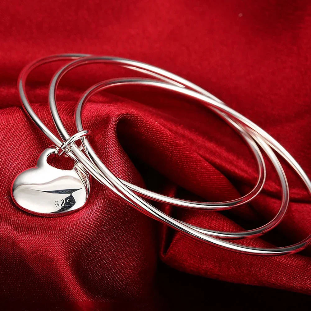 Women’s 925 Sterling Silver Open Cuff Bangle – Adjustable Charm Bracelet for Wedding Party Fashion Jewelry