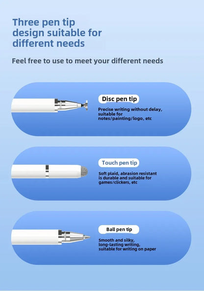 3-in-1 Magnetic Stylus Pen — Capacitive Touch Pen for iOS & Android Tablets and Smartphones, Compatible with iPad, Samsung, Xiaomi & Huawei, Drawing & Writing Tool