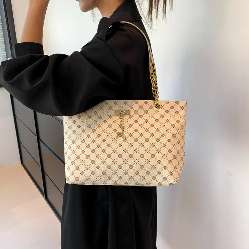 New Presbyopia Women's Handbag – Soft Leather Large Capacity Tote with Shoulder Strap & Hanging Accessories