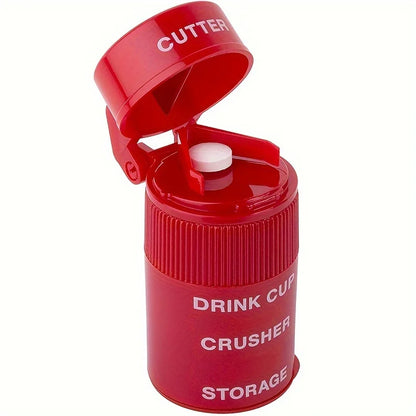 2-in-1 Pill Crusher – Creative Cutter & Grinder for Pills, Vitamins, Tablets, with Stainless Steel Blade and Removable Drinking Cup