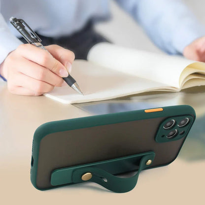 Universal Wrist Band Phone Holder - Push Pull Finger Grip Stand, Plain Color Mobile Socket for iPhone and Xiaomi