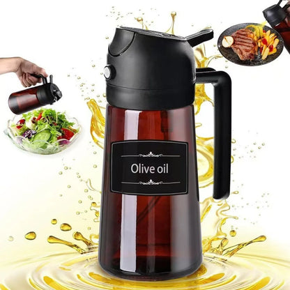 16oz/470ML Brown Oil Sprayer – 2-in-1 Light-Blocking Olive Oil Dispenser Bottle for Cooking and Seasoning