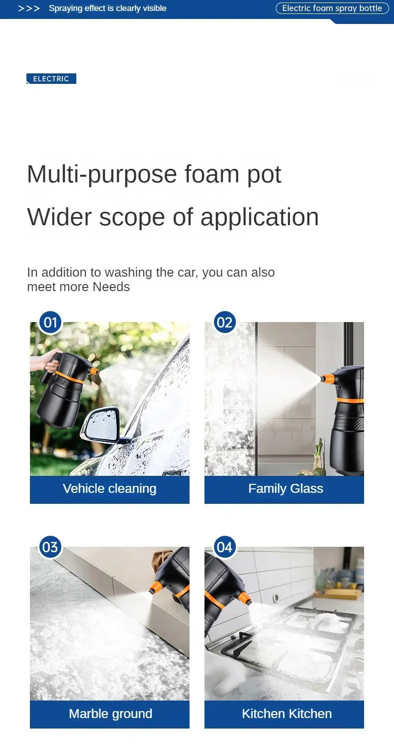 LEIBOO Electric Foam Sprayer – Battery-Powered High-Pressure Snow Cannon for Car Wash & Detailing