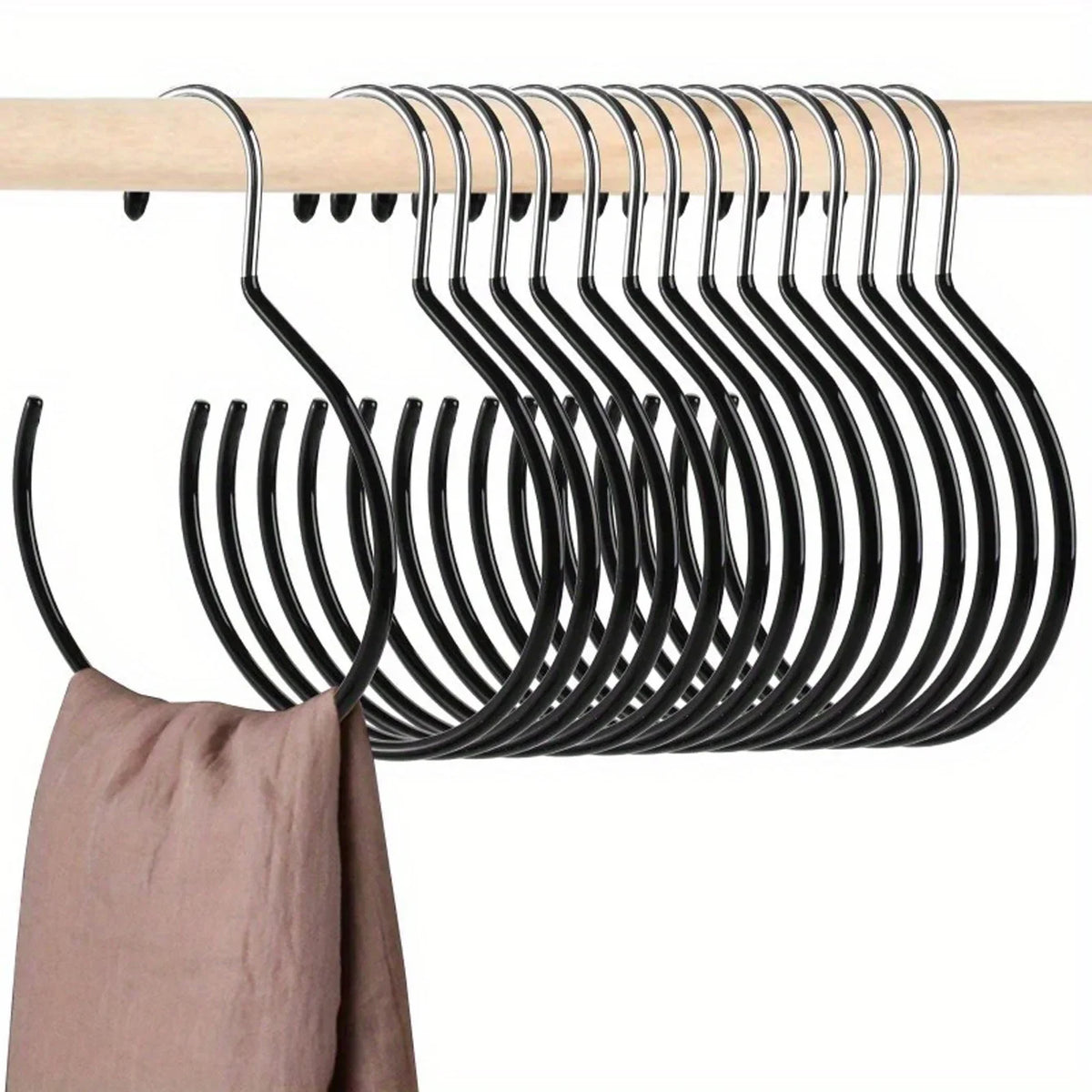 Non-Slip Plastic Coated Scarf Storage Rack – Multifunctional Tie, Belt & Hat Hanger Organizer Hook for Closet (1/2/5 Pack)