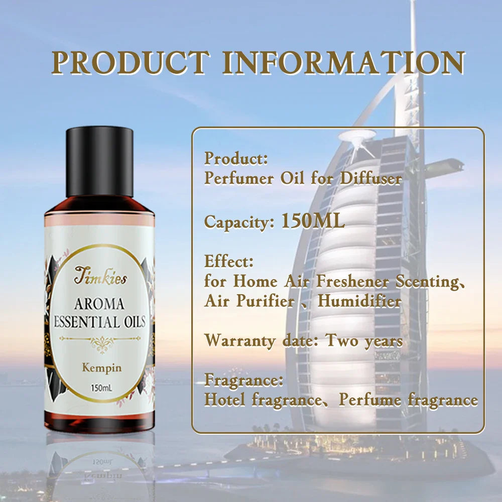 Hotel Collection 150ml Aroma Diffuser Essential Oil – Home & Car Refill for Air Humidifier