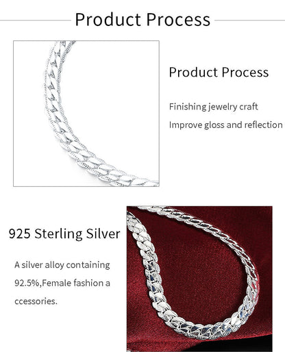 18K Gold/Silver 6mm Full Sideways Necklace – 8/18/20/24 Inch Chain for Women & Men, Fashion Wedding & Engagement Jewelry