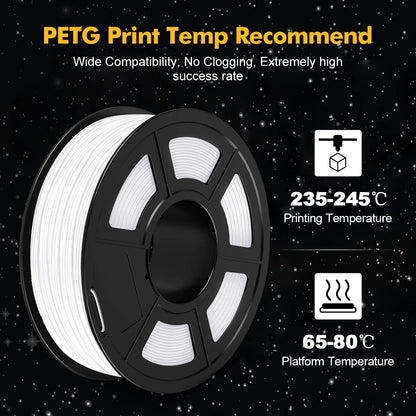 SUNLU PETG 3D Printer Filament 1.75mm ±0.02mm – 3 Rolls 1KG Each, Neatly Wound Vacuum-Sealed Printing Material