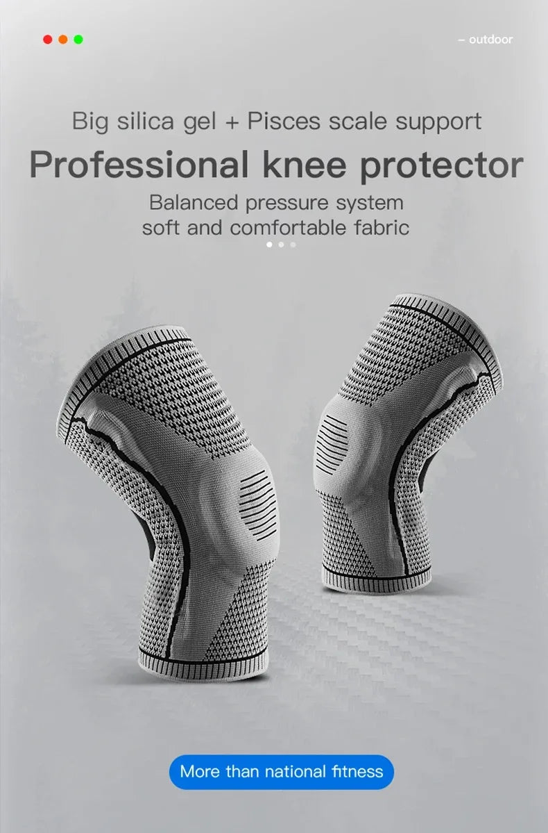 Silicone Knee Pads Strap – Patella & Meniscus Support Compression Brace for Running and Sports