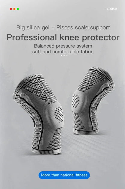 Silicone Knee Pads Strap – Patella & Meniscus Support Compression Brace for Running and Sports