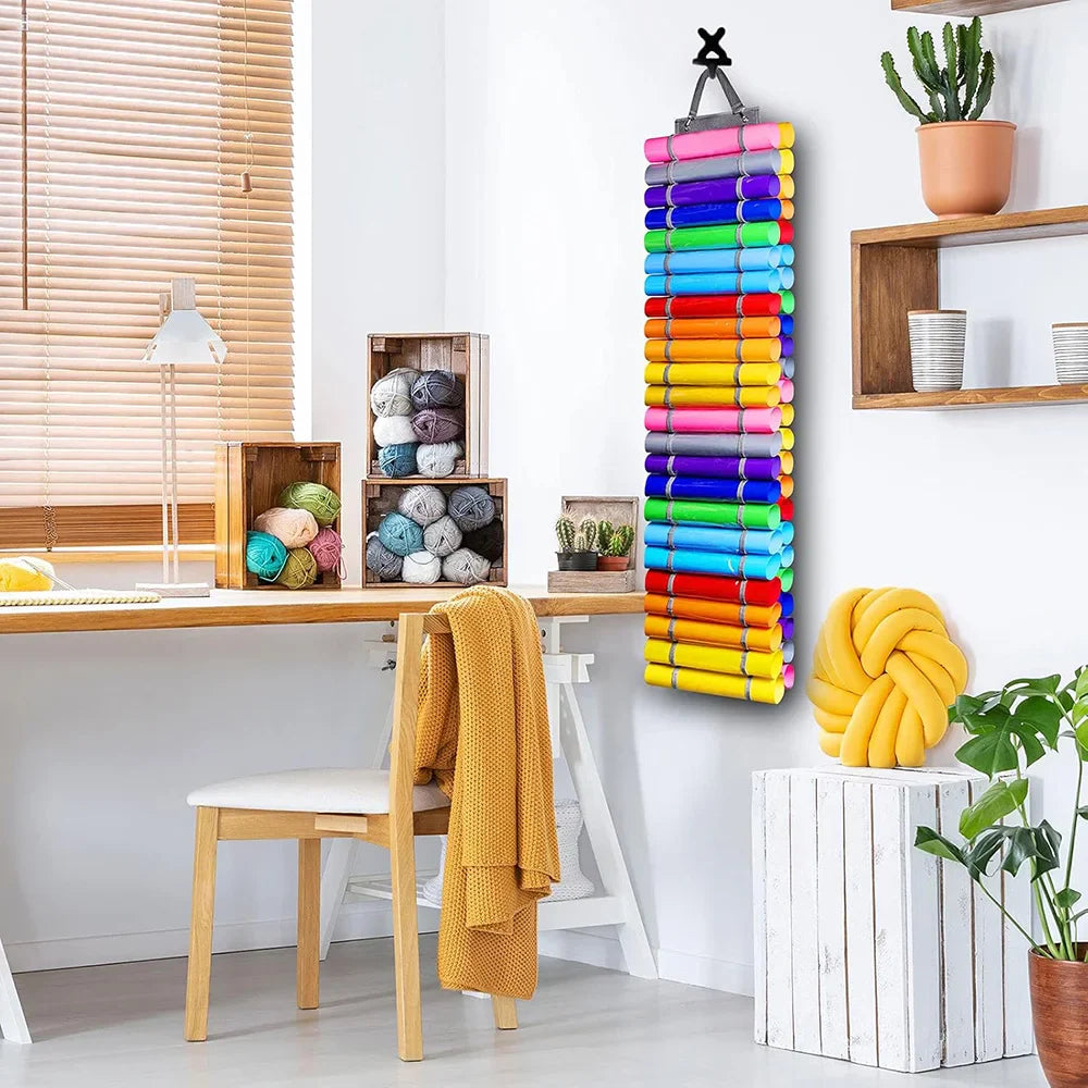Vinyl Storage Organizer – Hanging Craft Vinyl Roll Holder with 48 Compartments for Easy Storage