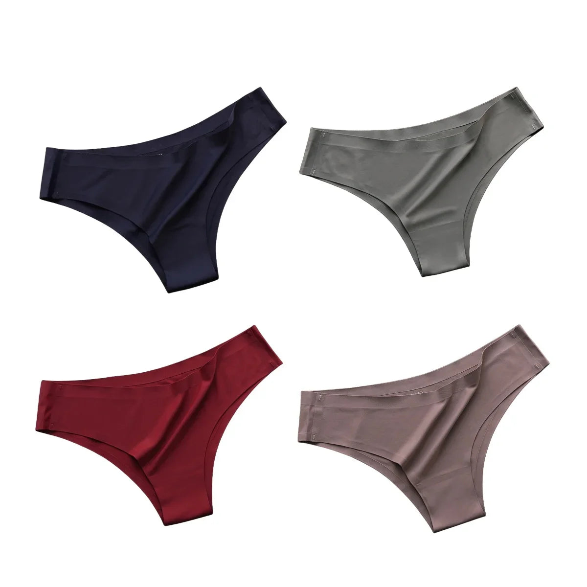 4PCS Seamless Brazilian Panties Set – Ice Silk Ultra-Thin Low Waist Women’s Briefs Sexy Soft Breathable Bikini Lingerie Underwear