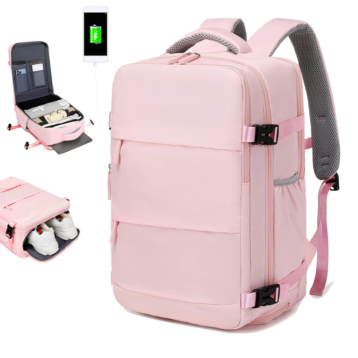 Travel Backpack with 15.6-Inch Laptop Compartment - Waterproof Design and Shoe Storage, Unisex Backpack