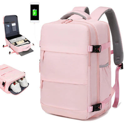 Travel Backpack with 15.6-Inch Laptop Compartment - Waterproof Design and Shoe Storage, Unisex Backpack