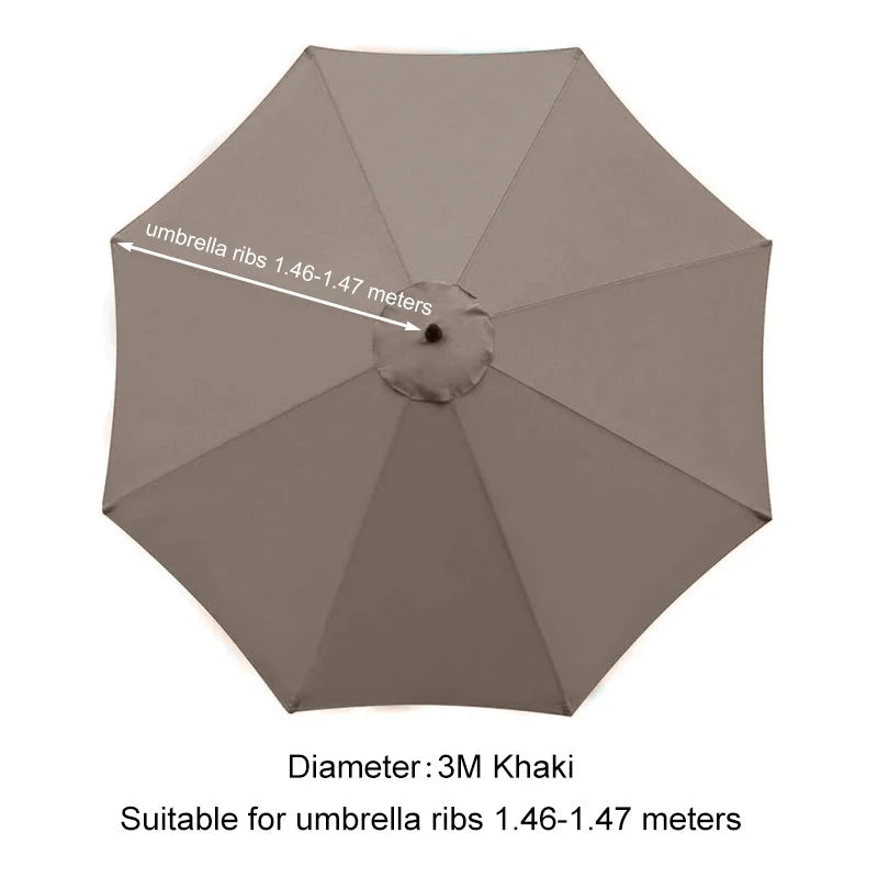 Umbrella Replacement Canopy 6/8 Ribs – Waterproof Patio Parasol Cover for 7.5/9/10ft Outdoor Beach & Garden (No Stand)